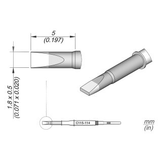 JBC C115-114 Soldering Tip 1.8 x 0.5 mm Chisel Straight