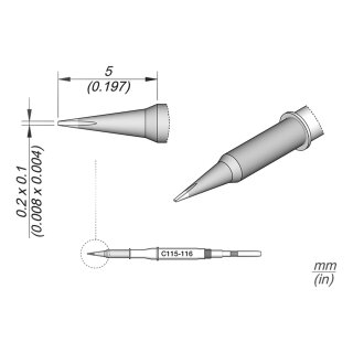 JBC C115-116 Soldering Tip 0.2 x 0.1 mm Chisel Straight