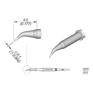JBC C115-118 Soldering Tip  0.1 mm Conical Bent