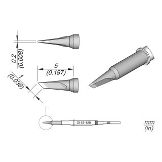 JBC C115-120 Soldering Tip 1.0 x 0.2 mm Blade Straight