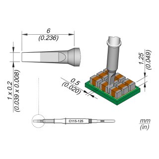 JBC C115-125 Soldering Tip 0.6 x 0.3 mm Chisel Straight