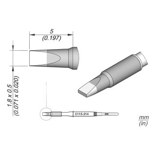 JBC C115-214 Soldering Tip 1.8 x 0.5 mm Chisel Straight