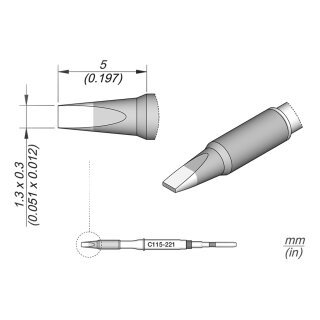 JBC C115-221 Soldering Tip 1.3 x 0.3 mm Chisel Straight
