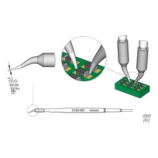 JBC C120-001 Entlötspitze 0,2 mm Dual In-Line gebogen