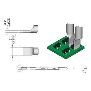 JBC C120-003 Desoldering Tip 3.0 mm Dual In-Line Straight