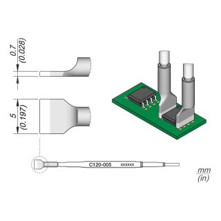 JBC C120-005 Desoldering Tip 5.0 mm Dual In-Line Straight