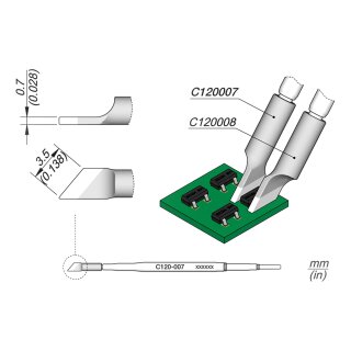 JBC C120-007 Entltspitze 3,5 mm Dual In-Line schrg