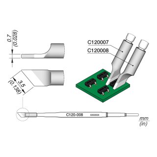JBC C120-008 Desoldering Tip 3.5 mm Dual In-Line angled