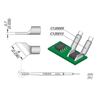 JBC C120-010 Desoldering Tip 6.0 mm Dual In-Line angled
