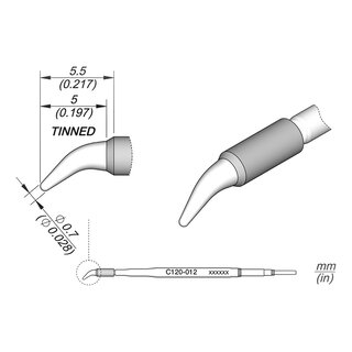 JBC C120-012 Desoldering Tip  0.7 mm Blade Bent