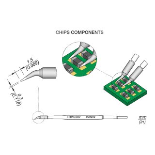 JBC C120-902 Entlötspitze Ø 0,3 mm Klinge gebogen