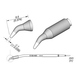 JBC C130-403 Soldering Tip  1.2 mm Conical Bent