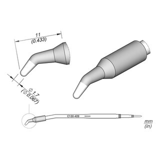 JBC C130-409 Soldering Tip  1.7 mm Conical Bent