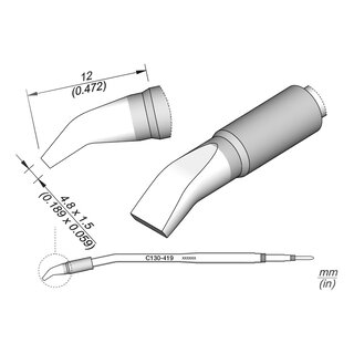 JBC C130-419 Soldering Tip 4.8 x 1.5 mm Chisel Bent