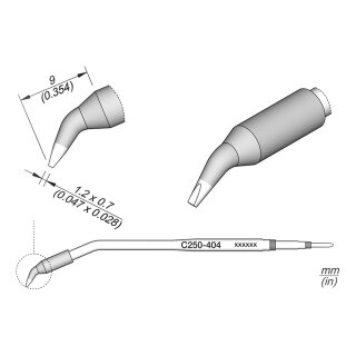 JBC C250-404 Lötspitze 1,2 x 0,7 mm Meißel gebogen