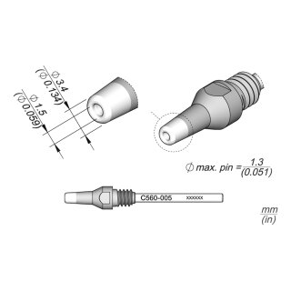 JBC C560-005 Desoldering Tip Ø 1.5 / 3.4 mm Nozzle Straight