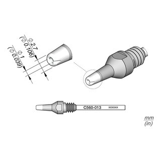 JBC C560-013 Desoldering Tip  1.0 / 2.7 mm Nozzle Straight