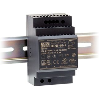 Meanwell HDR-60-5 DIN Rail Power Supply 5V / 6.5A