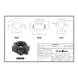 Arducam LH009 10mm Height 20mm Pitch M12xP0.5 Plastic Lens Mount for Raspberry Pi