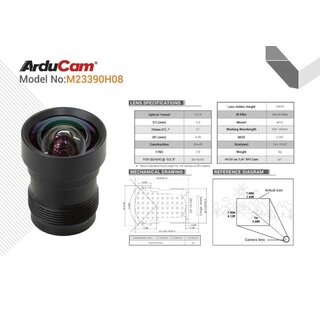 Arducam LN053 75 Degree 1/2.3? M12 Lens with Lens Adapter for Raspberry Pi High Quality Camera