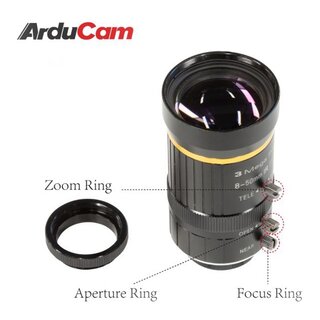 Arducam LN057 8-50mm C-Mount Zoom Lens for IMX477 Raspberry Pi HQ Camera