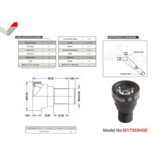 Arducam LN059 35mm 8 Degree 1/1.7" M12 Lens with Lens Adapter for Raspberry Pi High Quality Camera
