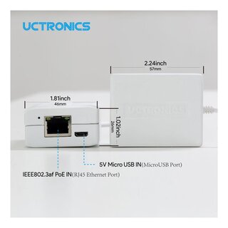UCTRONICS U6113 PoE Adapter to Micro USB (Ethernet+Power) for Raspberry Pi Zero