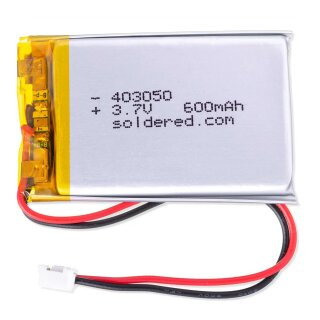 Soldered 333279 Li-ion battery 600mAh 3.7V