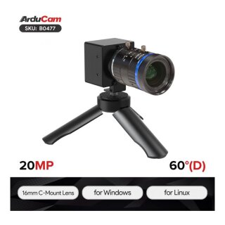 Arducam B0477 20MP IMX283 USB 3.0 Camera Module with 16mm C-Mount Lens