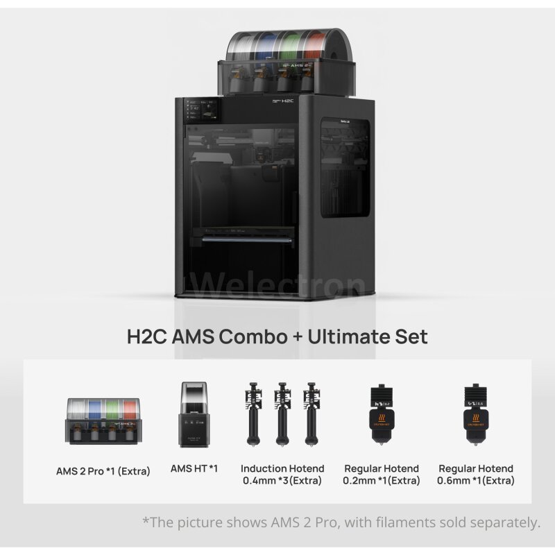 Bambu Lab H2C AMS Combo + Ultimate Set 3D Printer, 2.799,00 €