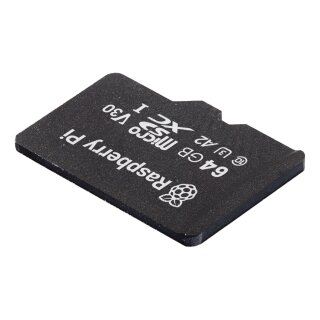 Offizielle Raspberry Pi microSD Speicherkarte 64 GB (vorbespielt, mit Adapter und Case)