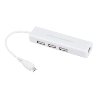 USB 2.0 Hub 3 Ports with Ethernet, micro USB Connector