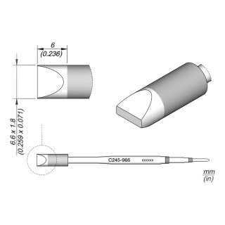 JBC C245-966 Lötspitze 6,6 x 1,8 mm Meißel gerade