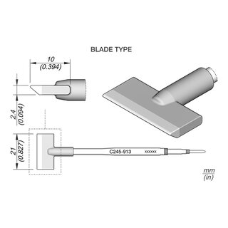 JBC C245-913 Soldering Tip 21.0 x 2.4 mm Blade