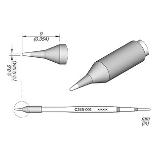 JBC C245-001 Soldering Tip 0.6 mm Conical Straight