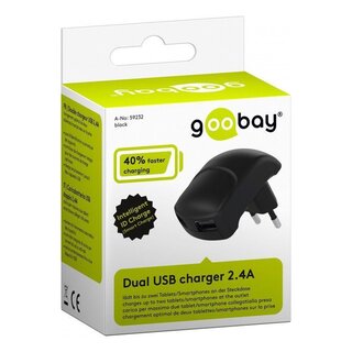 Goobay 59232 Wall Power Supply Dual USB 5V/2.4A