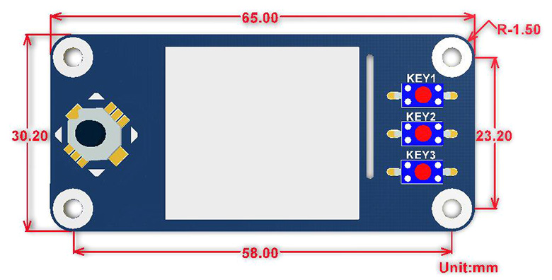 1.3inch LCD HAT dimensions