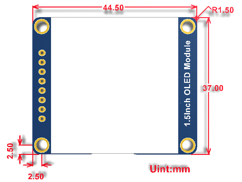 1.5inch OLED Module dimensions