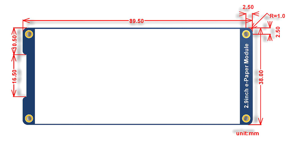 2.9inch e-Paper Module dimensions