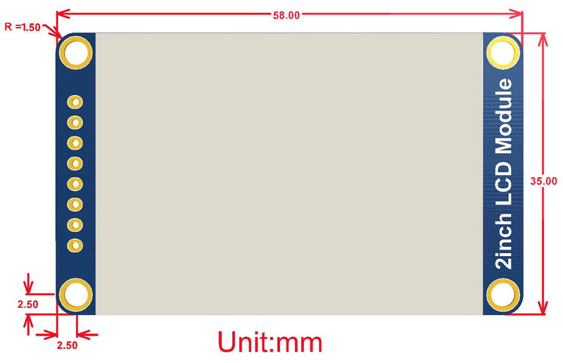 2inch LCD Module dimensions