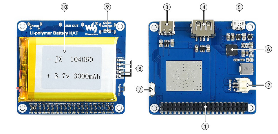 Li-polymer Battery HAT on board resource