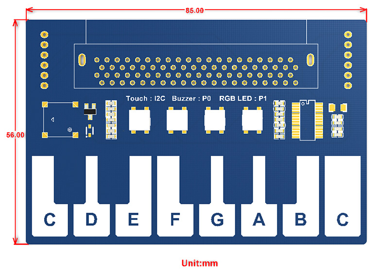 Piano for micro:bit dimensions