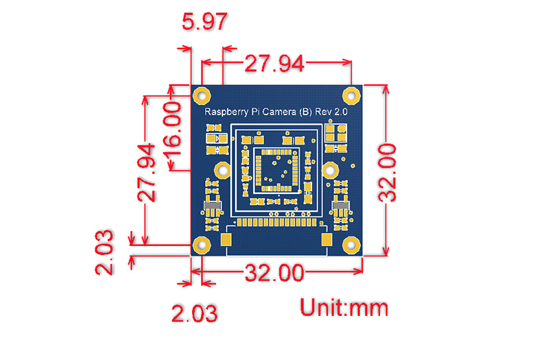 RPi Camera (B) dimensions