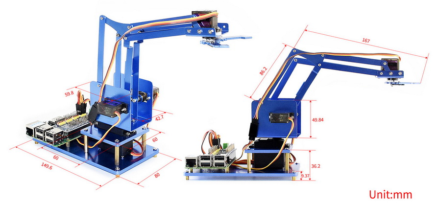 Robot Arm for Pi dimensions