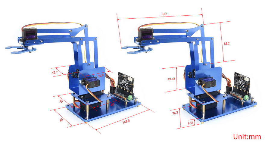 Robot Arm for micro:bit dimensions